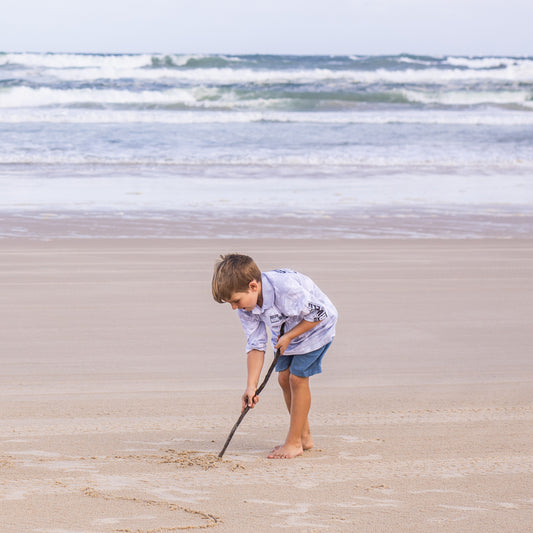 Kids Fishing Shirt - Grey Camo